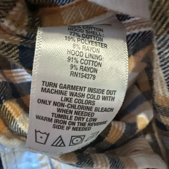 Aeropostale plaid flannel button down shirt hoodie Mens Size Large - Picture 9 of 12